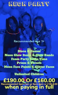 a flyer for a neon party